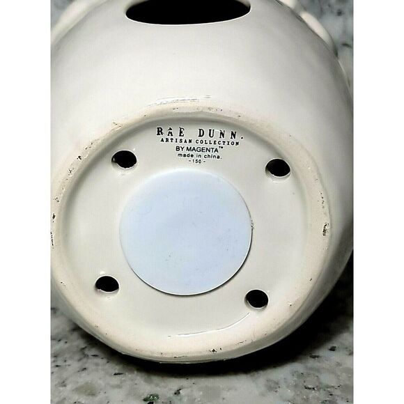 Rae‎ Dunn "KNOCK" Ceramic Acorn Bird House by Magenta- 2020 Gingham Ribbon NEW - Picture 4 of 5